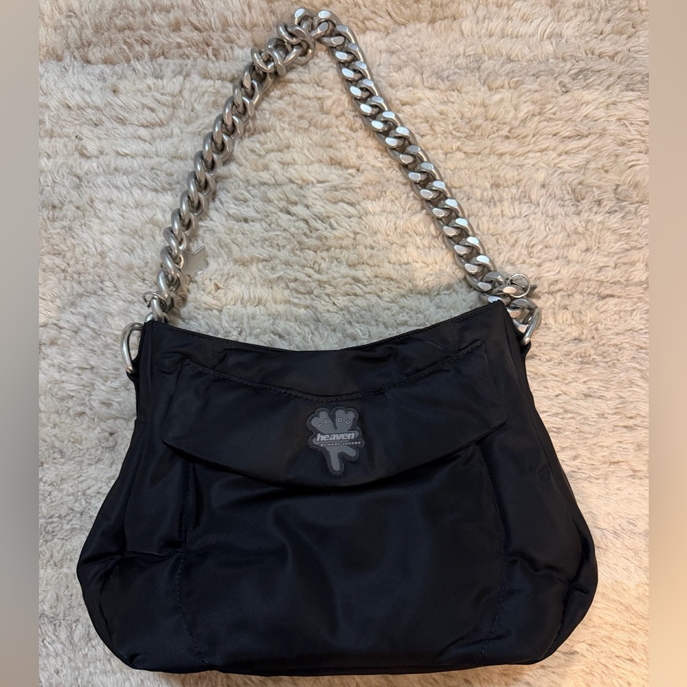 Marc Jacobs Black Shoulder Bag with Silver Chain Strap